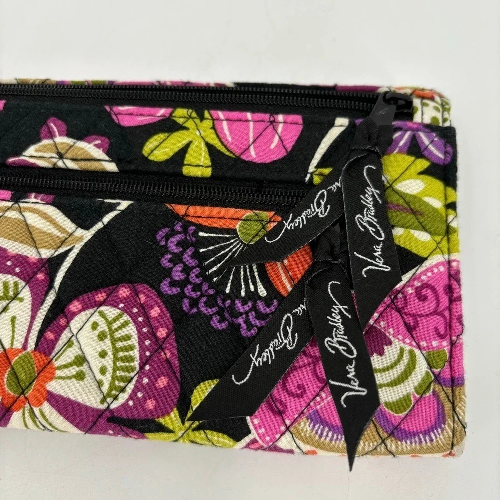 Vera Bradley Clutch Wallet Pirouette Pink Floral Quilted Snap Flap 8 Inch - Picture 7 of 9